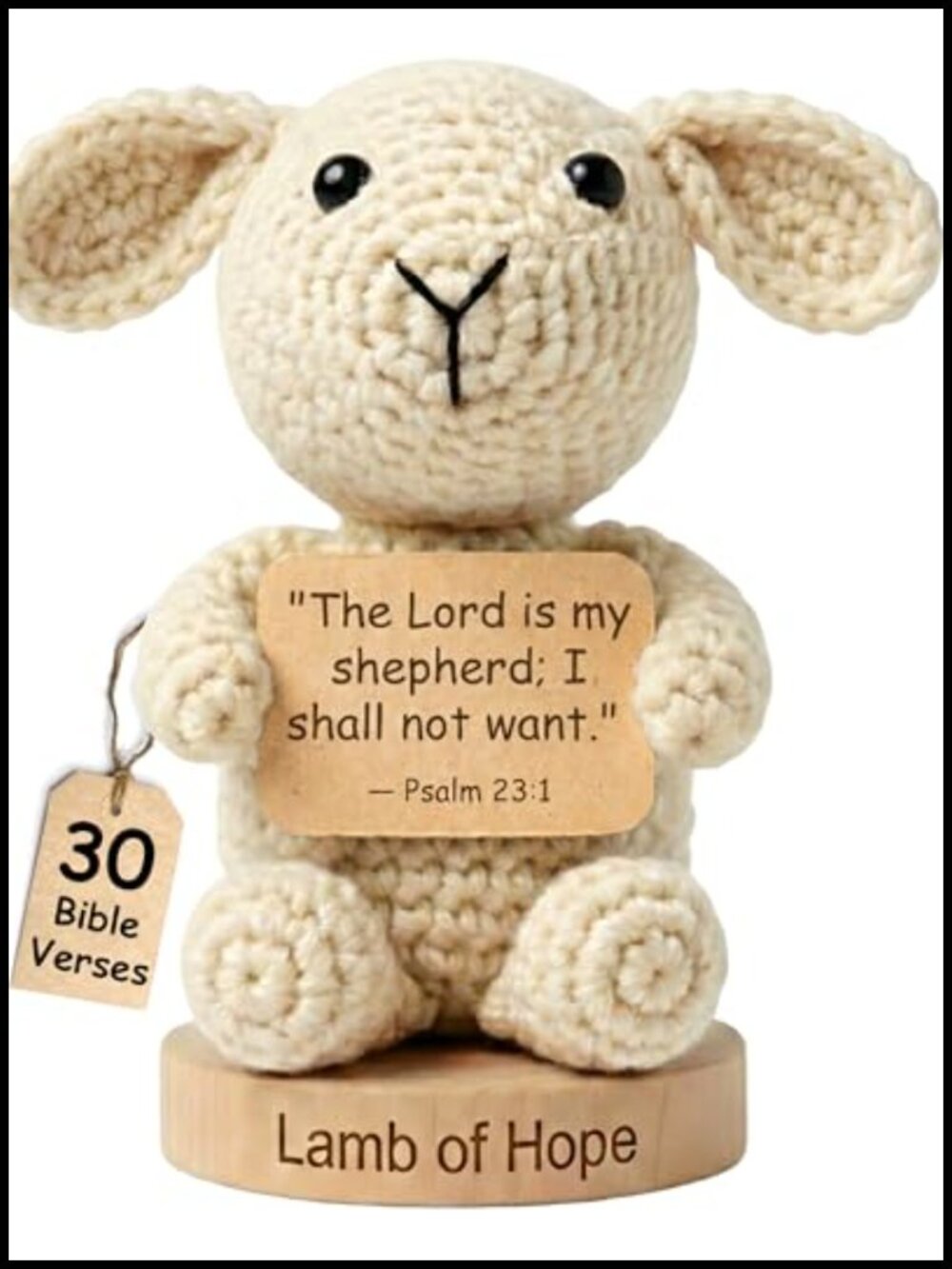 Handmade Crochet Lamb Figurine with 30 Prayer Cards Christian Gift